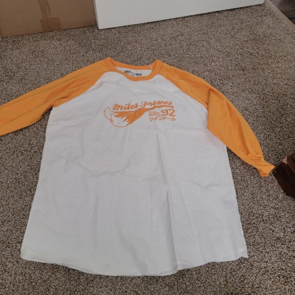 Sonic The Hedgehog Men's Tails Flight School Long Sleeve Insert Coin Shirt Sz L